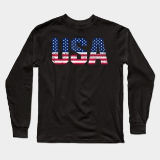 USA Flag Shirt Vintage American Flag Women Men 4th Of July Long Sleeve T-Shirt